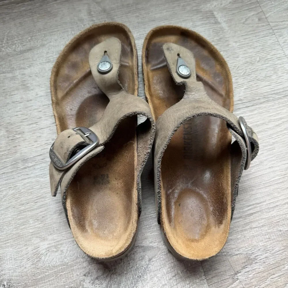 Birkenstock Gizeh Natural Leather Big Buckle Womens Sandals 39 Regular Width - Picture 5 of 9